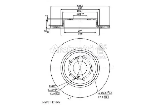 Handler.Part Brake disc ASHUKI N01384 1