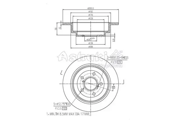 Handler.Part Brake disc ASHUKI S01715 1