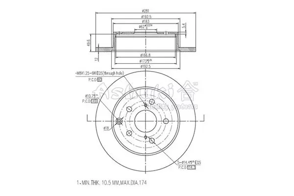 Handler.Part Brake disc ASHUKI T60335 1