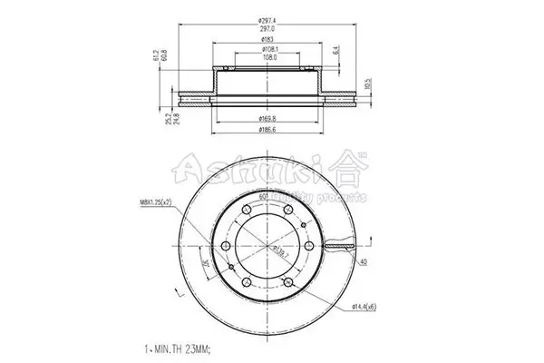 Handler.Part Brake disc ASHUKI T60340 1