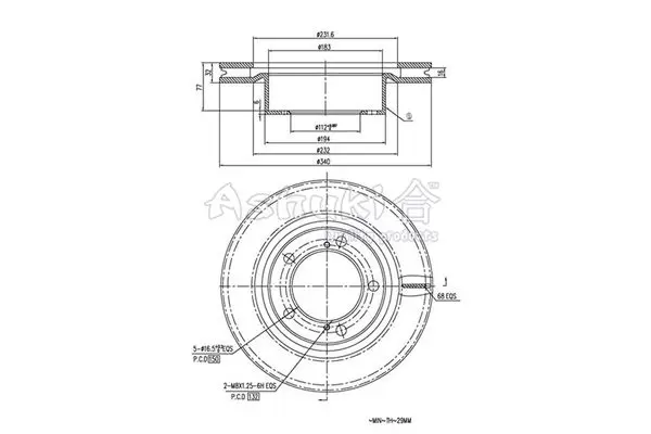 Handler.Part Brake disc ASHUKI T60345 1