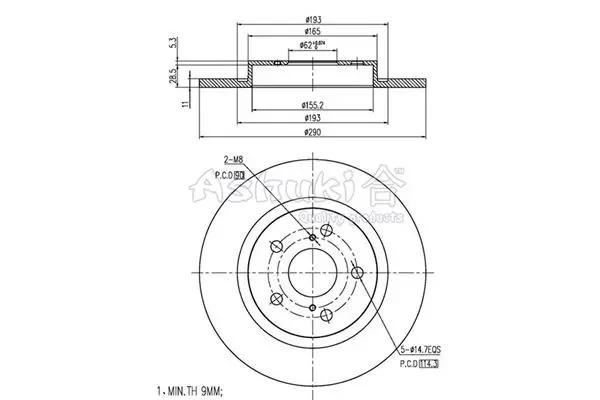 Handler.Part Brake disc ASHUKI T60365 1