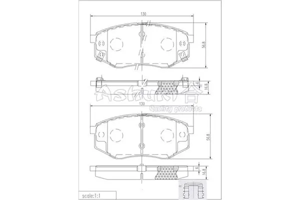 Handler.Part Brake pad set, disc brake ASHUKI Y02950 1