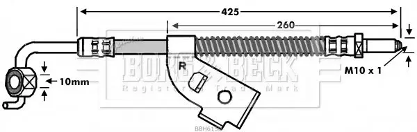 Handler.Part Brake hose BORG & BECK BBH6150 1