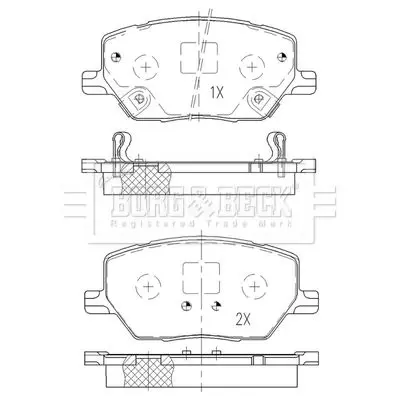 Handler.Part Brake pad set, disc brake BORG & BECK BBP2519 2