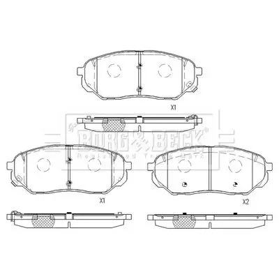 Handler.Part Brake pad set, disc brake BORG & BECK BBP2561 2