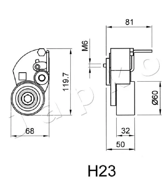 Handler.Part Tensioner, timing belt JAPKO 45H23 3