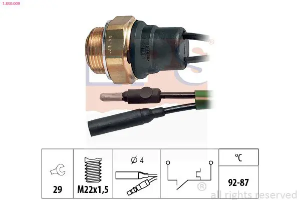 Handler.Part Temperature switch, coolant warning lamp EPS 1840132 1