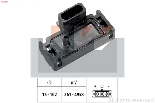 Handler.Part Air pressure sensor, height adaptation KW 493001 1