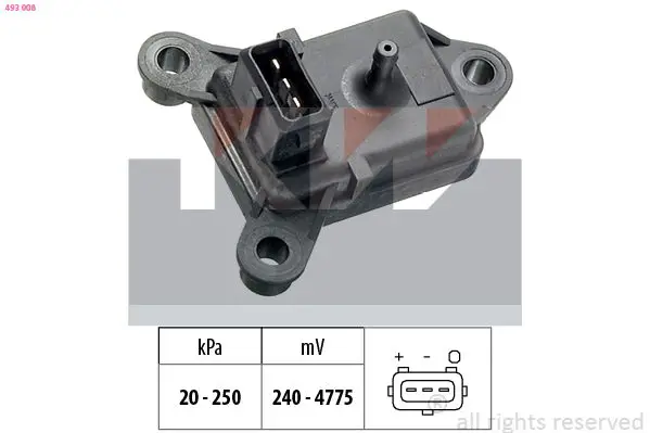 Handler.Part Air pressure sensor, height adaptation KW 493008 1