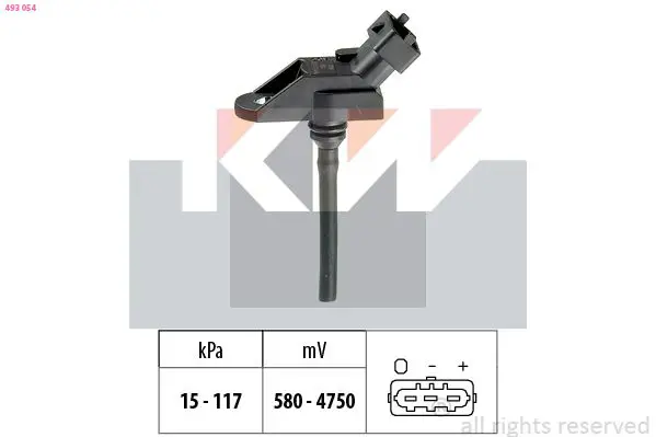 Handler.Part Air pressure sensor, height adaptation KW 493054 1