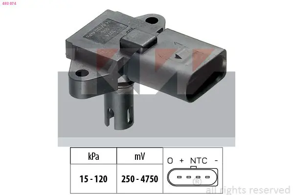 Handler.Part Air pressure sensor, height adaptation KW 493074 1