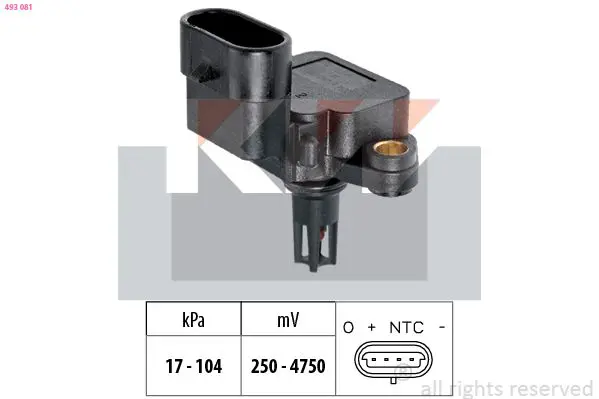 Handler.Part Air pressure sensor, height adaptation KW 493081 1