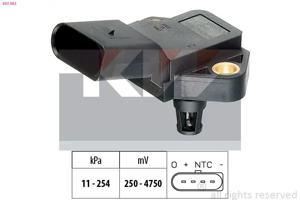 Handler.Part Air pressure sensor, height adaptation KW 493083 1