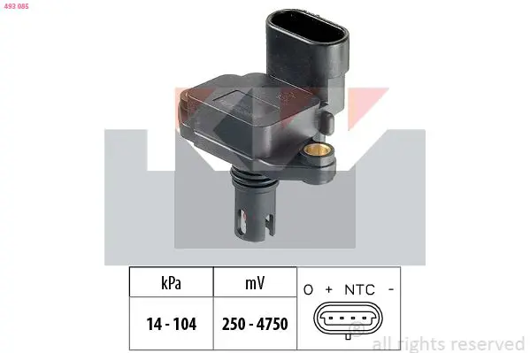 Handler.Part Air pressure sensor, height adaptation KW 493085 1