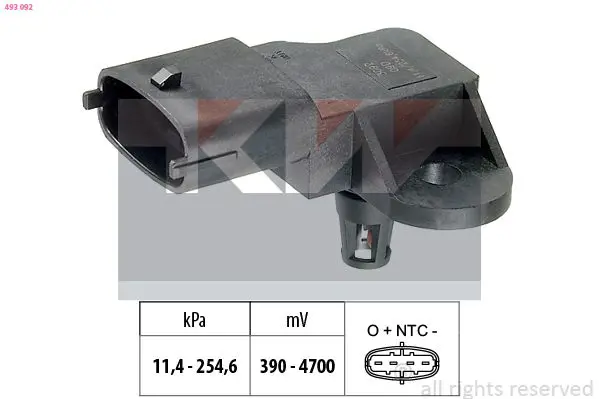 Handler.Part Air pressure sensor, height adaptation KW 493092 1