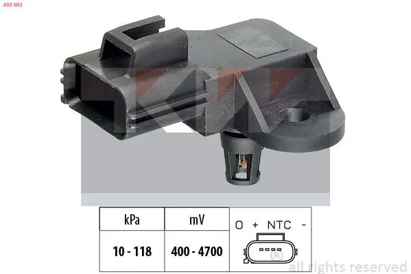 Handler.Part Air pressure sensor, height adaptation KW 493093 1