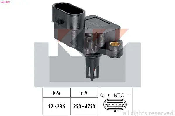 Handler.Part Sensor, intake manifold pressure KW 493109 1