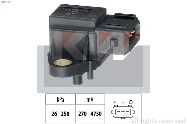 Handler.Part Sensor, intake manifold pressure KW 493117 1