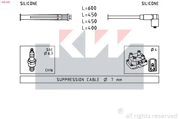 Handler.Part Ignition cable kit KW 358230 1