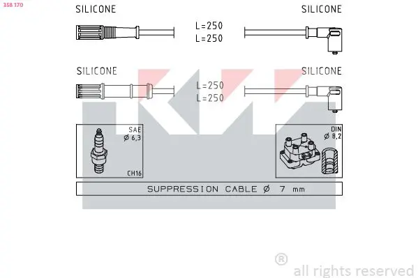 Handler.Part Ignition cable kit KW 358170 1