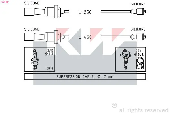 Handler.Part Ignition cable kit KW 358241 1