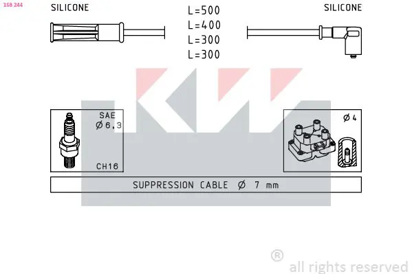 Handler.Part Ignition cable kit KW 358208 1