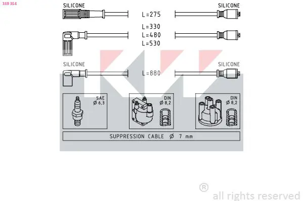 Handler.Part Ignition cable kit KW 359354 1