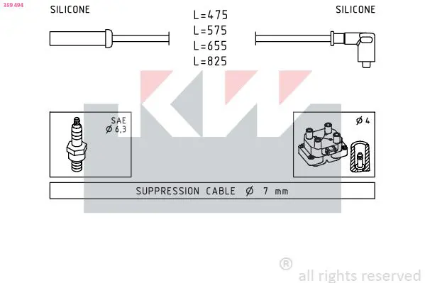 Handler.Part Ignition cable kit KW 359494 1