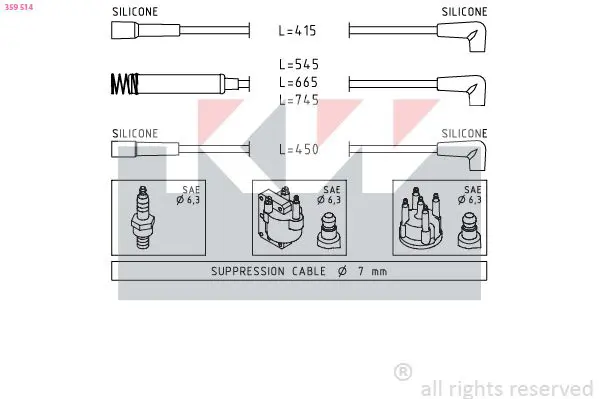 Handler.Part Ignition cable kit KW 359514 1