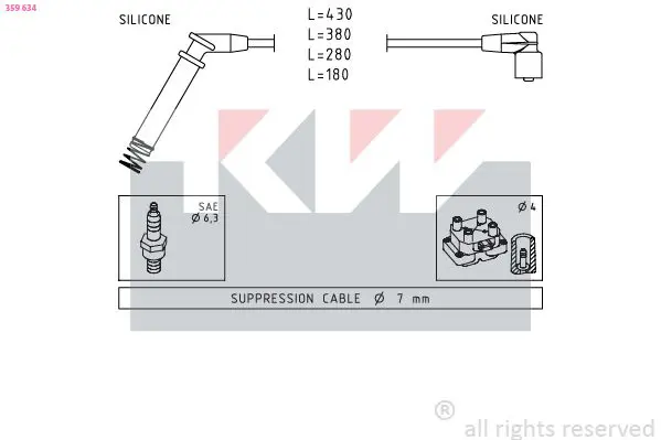 Handler.Part Ignition cable kit KW 359634 1