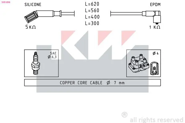 Handler.Part Ignition cable kit KW 359694 1