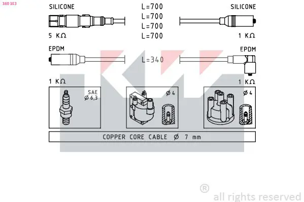 Handler.Part Ignition cable kit KW 360353 1