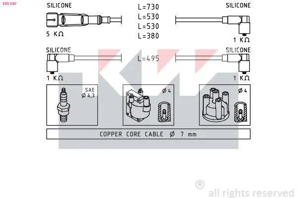 Handler.Part Ignition cable kit KW 360640 1