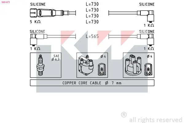 Handler.Part Ignition cable kit KW 360671 1