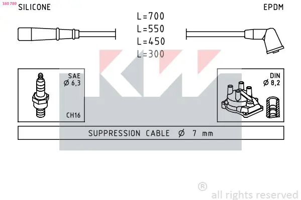 Handler.Part Ignition cable kit KW 360789 1