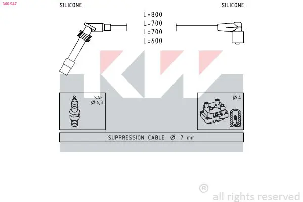 Handler.Part Ignition cable kit KW 360947 1