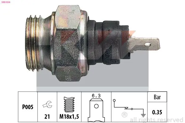 Handler.Part Oil pressure switch KW 500034 1