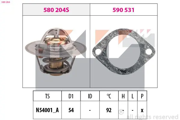 Handler.Part Thermostat, coolant KW 580204 1