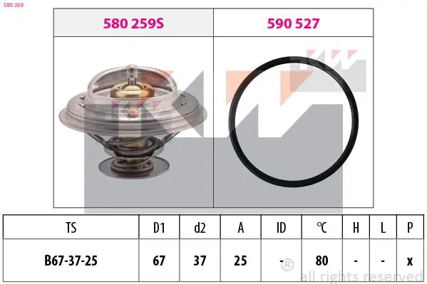 Handler.Part Thermostat, coolant KW 580259 1