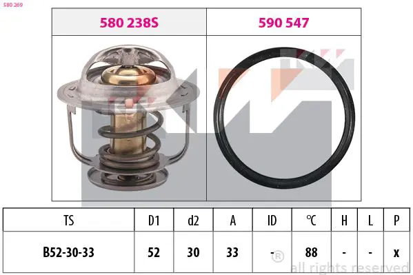 Handler.Part Thermostat, coolant KW 580269 1