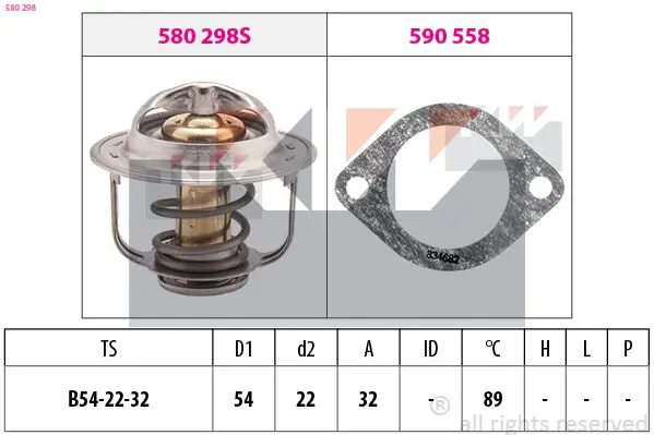 Handler.Part Thermostat, coolant KW 580298 1