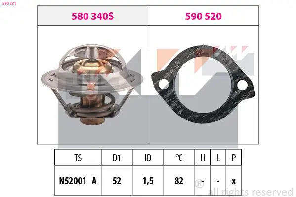 Handler.Part Thermostat, coolant KW 580331 1