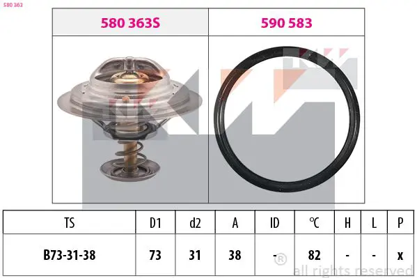 Handler.Part Thermostat, coolant KW 580363 1