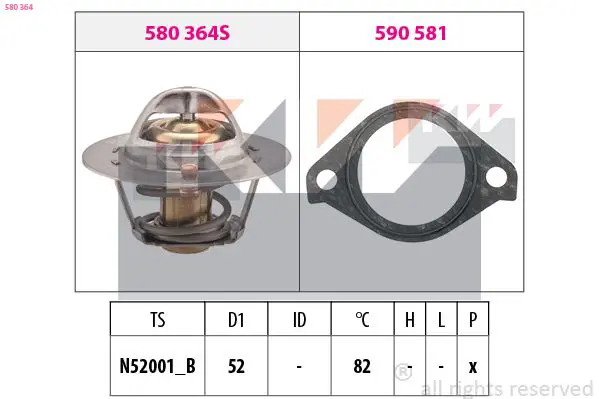 Handler.Part Thermostat, coolant KW 580364 1