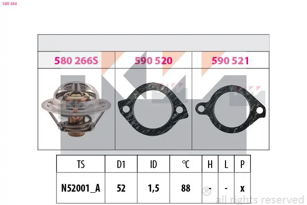 Handler.Part Thermostat, coolant KW 580384 1