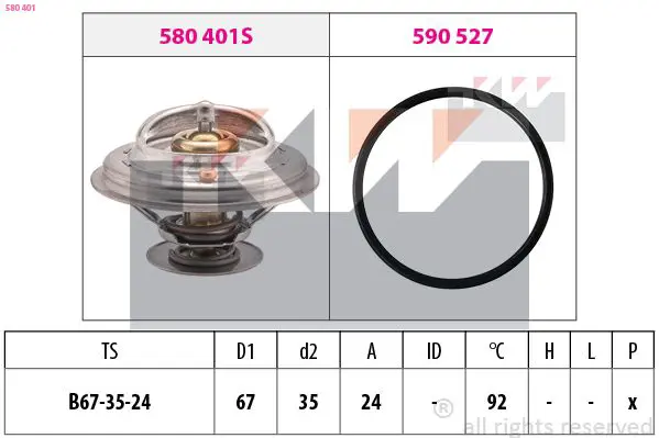 Handler.Part Thermostat, coolant KW 580401 1