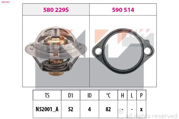 Handler.Part Thermostat, coolant KW 580437 1