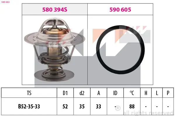 Handler.Part Thermostat, coolant KW 580483 1