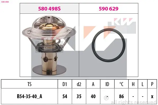 Handler.Part Thermostat, coolant KW 580498 1